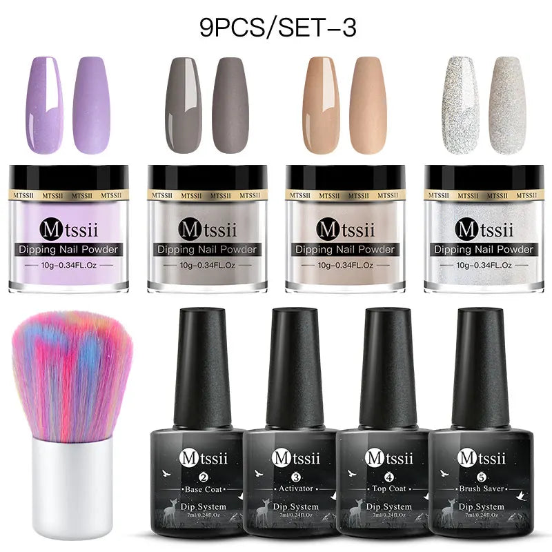 10/14PCS Dipping Nail Powder Set Nude Nails Glitter Dipping System Dip Nail Set Dust Nail Art Natural Dry No Lamp Freeshipping