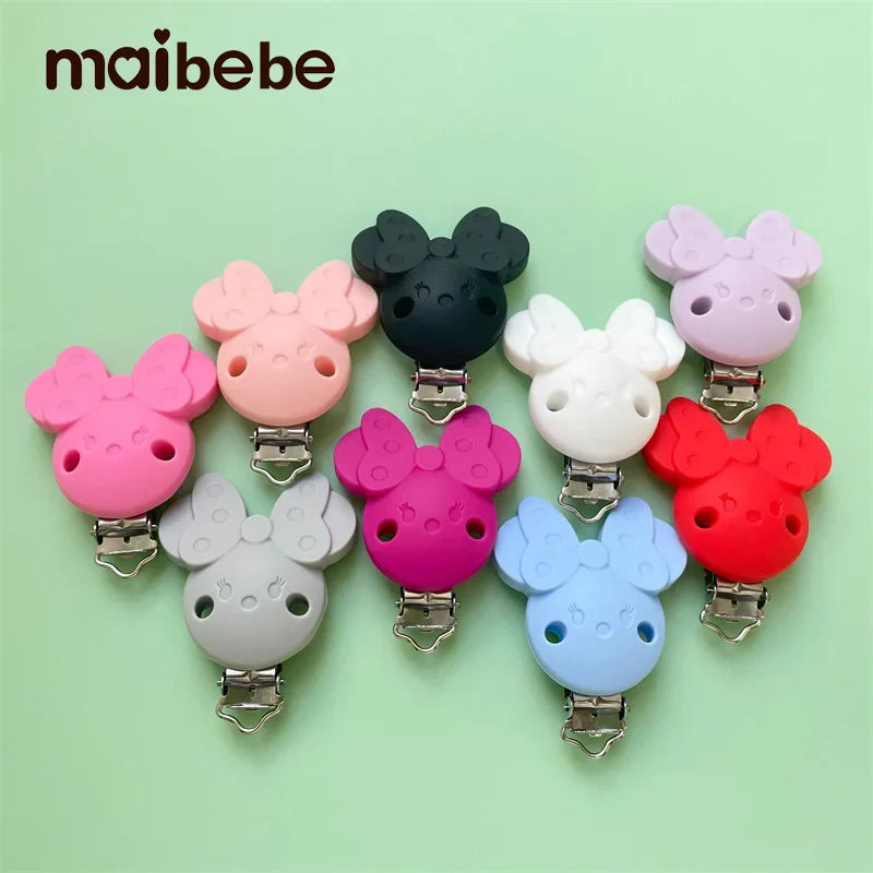 10/50/100pc Mouse Silicone Pacifier Clip DIY Baby Teething Teether Necklace Bead Tool Nurs Gift Accessories