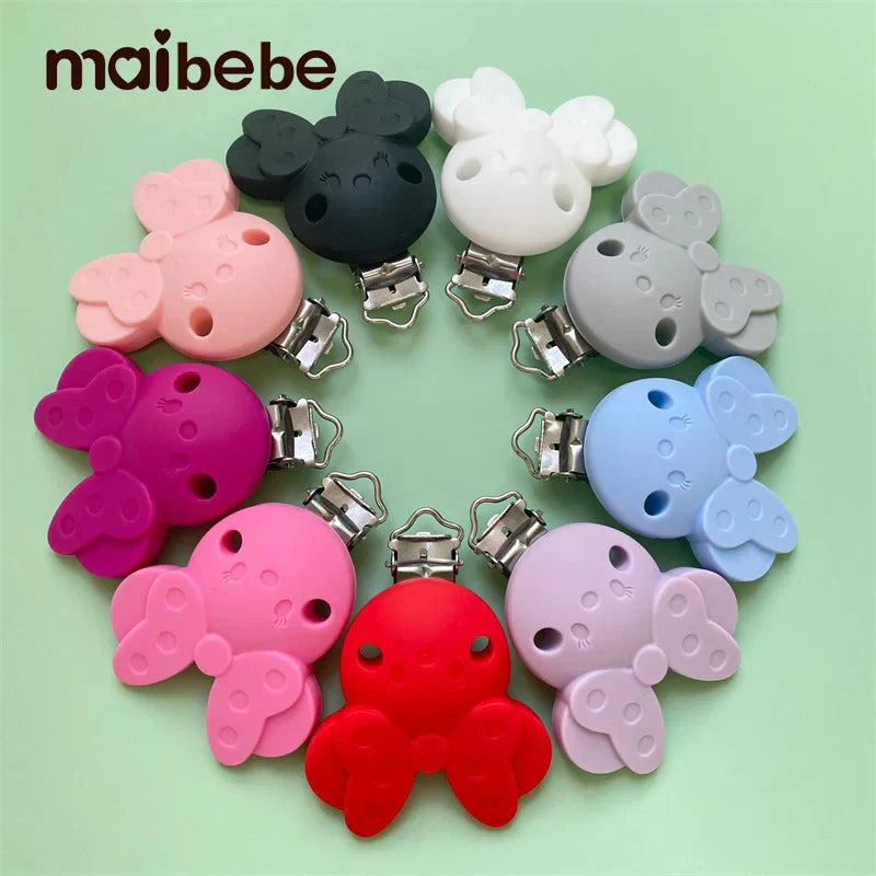 10/50/100pc Mouse Silicone Pacifier Clip DIY Baby Teething Teether Necklace Bead Tool Nurs Gift Accessories