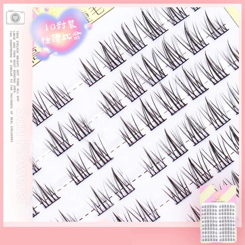 10 Pairs Fairy False Eyelashes Little Devil Individual Lashes Extension Heat Bonded Cluster Lashes Naturally lash Makeup Tools