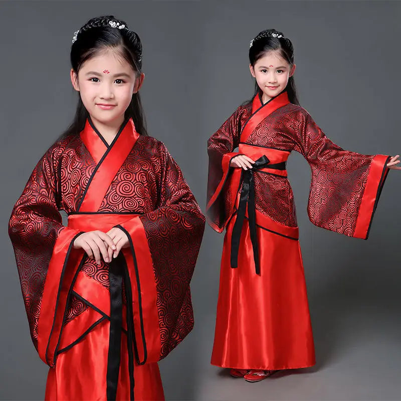 100-160CM Traditional Chinese Dress for Women Party Embroidery Hanfu Dance New Year Costumes for Girl 6 Colors