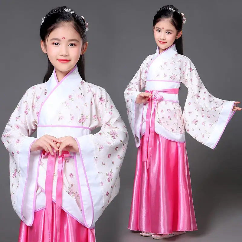 100-160CM Traditional Chinese Dress for Women Party Embroidery Hanfu Dance New Year Costumes for Girl 6 Colors