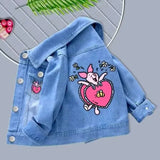 100% Cotton Baby Girls Denim Mickey Minnie Mouse Jacket Coat Children Kids Flower Printed Outerwear Clothes for 2 4 6 8 9y