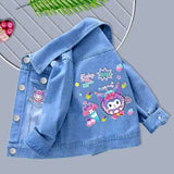 100% Cotton Baby Girls Denim Mickey Minnie Mouse Jacket Coat Children Kids Flower Printed Outerwear Clothes for 2 4 6 8 9y