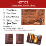 100% Genuine Leather Men Wallets Zipper Engraving Coin Purse Short Male Money Bag Quality Rfid Walet Small Card Holder Clutch