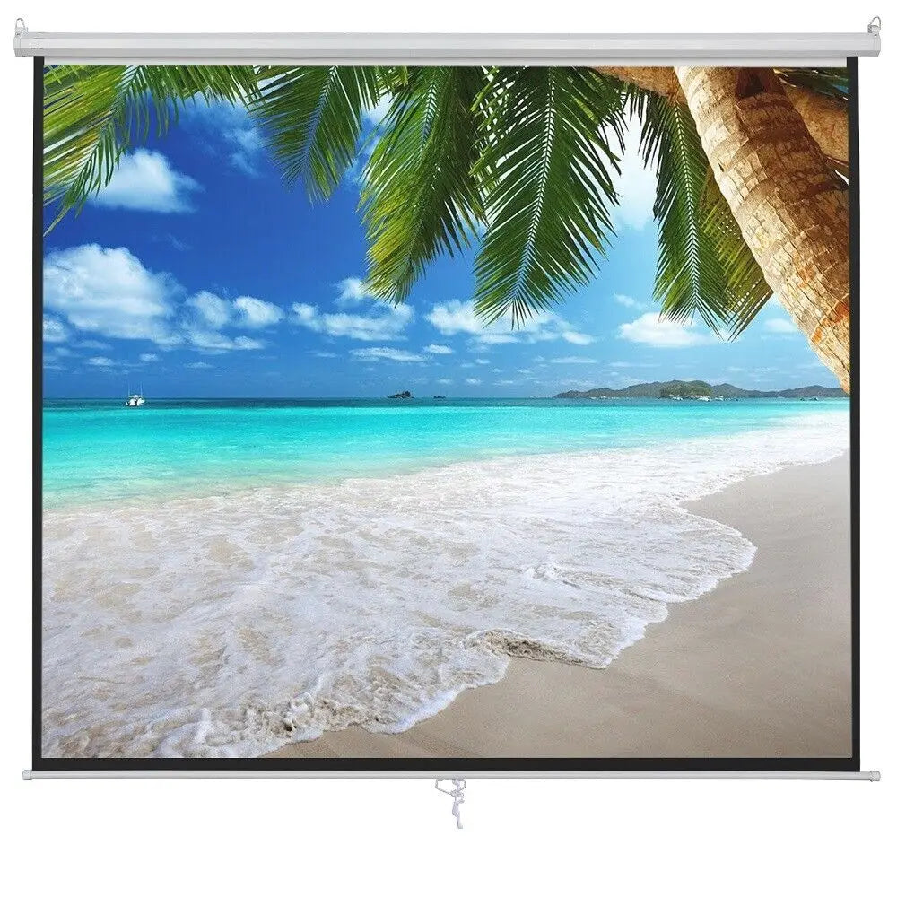 100 Inch 16:9 Manual Pull Down Projector Projection Screen Home Theater Movie