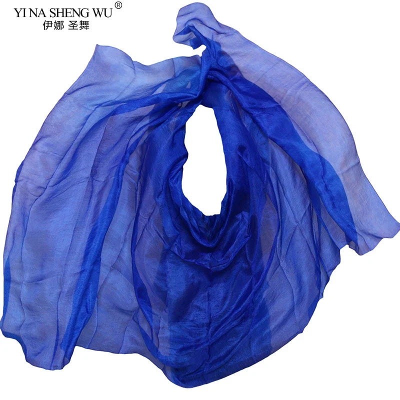 100% Real Silk Belly Dance Silk Veils Customized Hand Thrown Scarf Shawl Gradient Women's Dancing Accessories Belly Dance Veils