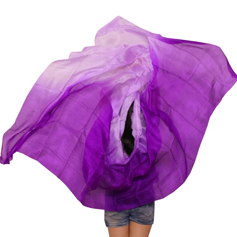 100% Real Silk Belly Dance Silk Veils Customized Hand Thrown Scarf Shawl Gradient Women's Dancing Accessories Belly Dance Veils