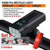 10000mAh Bicycle Light 12LEDs Type-C Digital Battery Indicator USB Rechargeable Bike Light Set with 3 Holders 5000LM Flashlight
