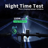 10000mAh Bicycle Light 12LEDs Type-C Digital Battery Indicator USB Rechargeable Bike Light Set with 3 Holders 5000LM Flashlight