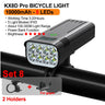10000mAh Bicycle Light 12LEDs Type-C Digital Battery Indicator USB Rechargeable Bike Light Set with 3 Holders 5000LM Flashlight