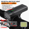 10000mAh Bicycle Light 12LEDs Type-C Digital Battery Indicator USB Rechargeable Bike Light Set with 3 Holders 5000LM Flashlight