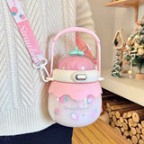 1000ML Kid Big Belly Cup Large-Capacity Water Bottle Thermos Cup Mobile Phone Rack Children Straw Cup Cross-Body Sports Kettle