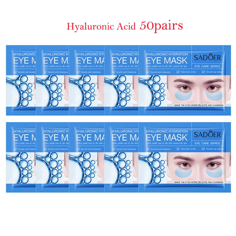 100Pcs=50Pairs Crystal Collagen Eye Mask Moisturizing Anti Dark Circles Anti-wrinkle Sakura Eye Patches Skin Care for Eyes