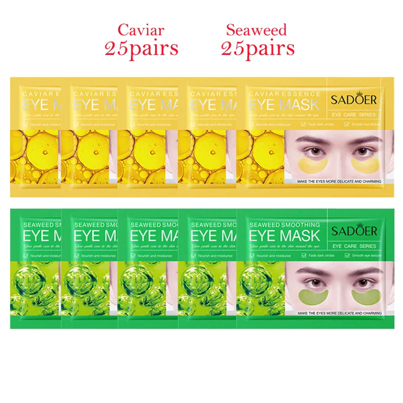 100Pcs=50Pairs Crystal Collagen Eye Mask Moisturizing Anti Dark Circles Anti-wrinkle Sakura Eye Patches Skin Care for Eyes