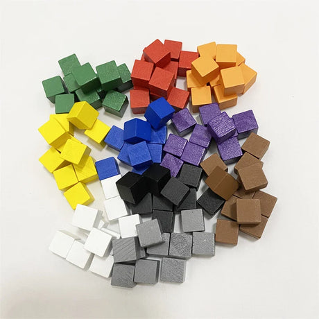 100Pcs/lots 10mm Wood Cubes Colorful Dice Chess Pieces Right Angle For Token Puzzle Board Games Early Education Free shipping