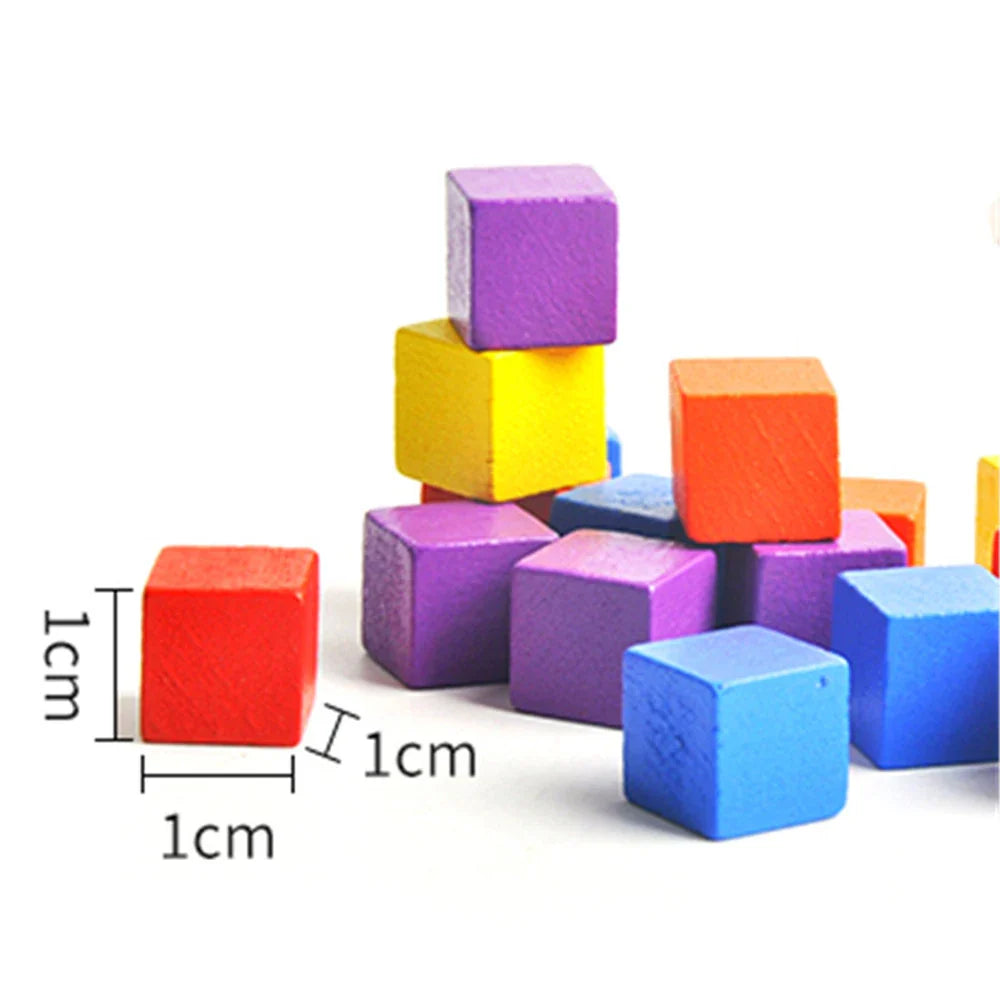 100Pcs/lots 10mm Wood Cubes Colorful Dice Chess Pieces Right Angle For Token Puzzle Board Games Early Education Free shipping