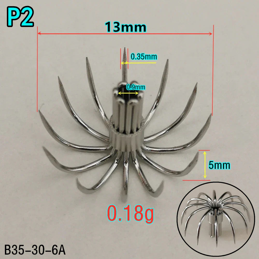 100pcs 200pcs Stainless steel small squid hooks P Umbrella Crown fishing fishhook P1-P8 Spain Chile bait accessories Jig pesca