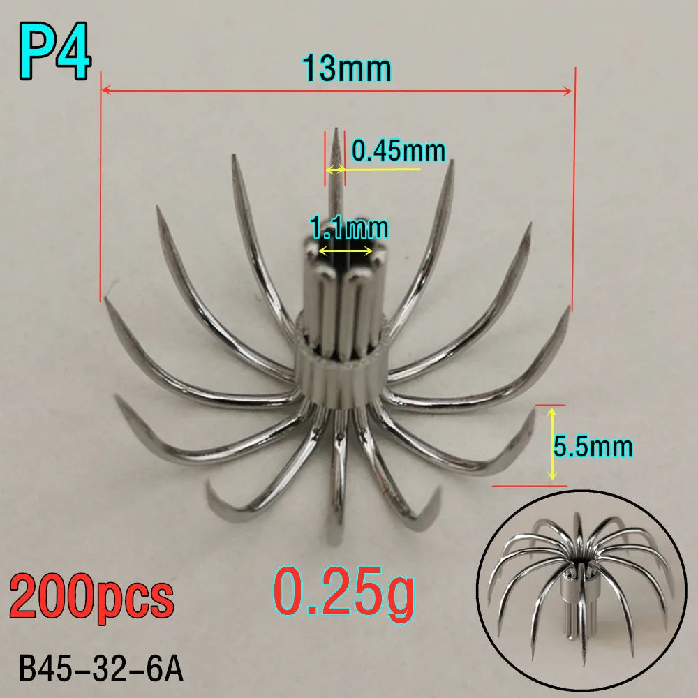 100pcs 200pcs Stainless steel small squid hooks P Umbrella Crown fishing fishhook P1-P8 Spain Chile bait accessories Jig pesca