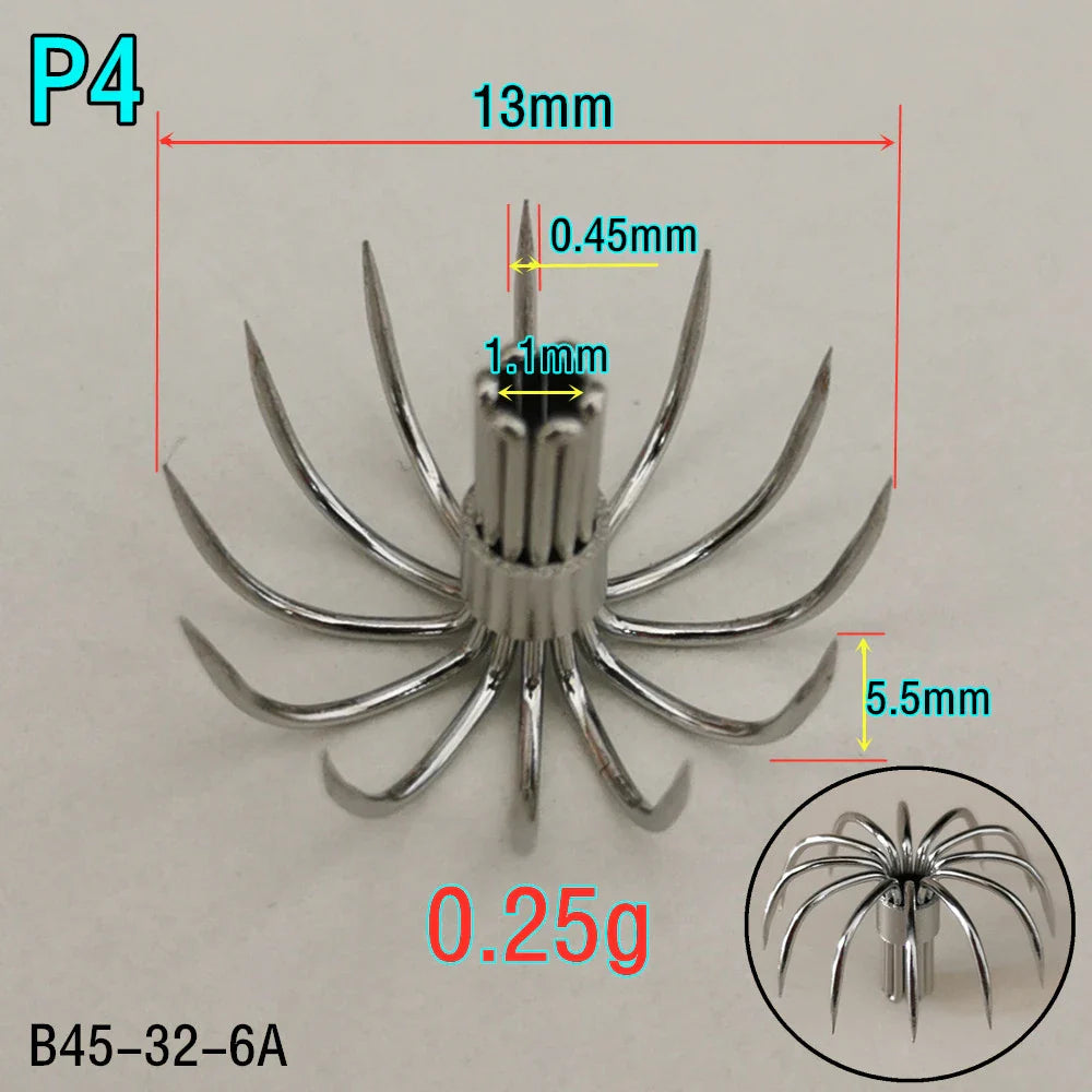 100pcs 200pcs Stainless steel small squid hooks P Umbrella Crown fishing fishhook P1-P8 Spain Chile bait accessories Jig pesca