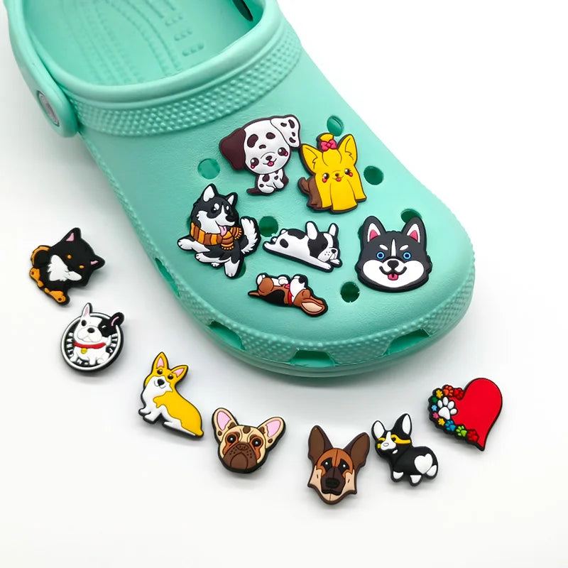 100pcs Dog ShoeCharms Pack for Classic Clog Cute Animals Shoe Decorations Accessories Pins Ginger Cats for Women Kids Buckles