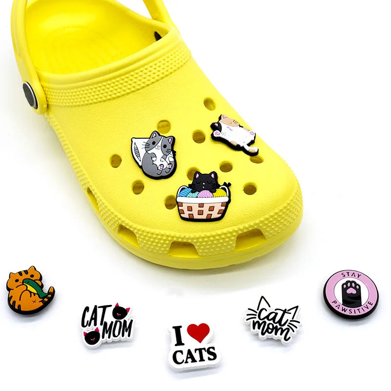 100pcs Dog ShoeCharms Pack for Classic Clog Cute Animals Shoe Decorations Accessories Pins Ginger Cats for Women Kids Buckles