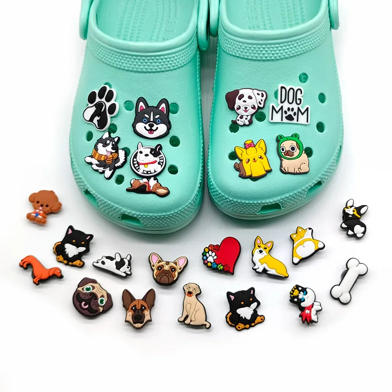 100pcs Dog ShoeCharms Pack for Classic Clog Cute Animals Shoe Decorations Accessories Pins Ginger Cats for Women Kids Buckles