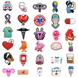 100pcs Medical Doctor Shoe Charms Accessories for Nurse Shoe Decorations Pins for Woman Men Clog Buckles Fit Garden Sandals Gift