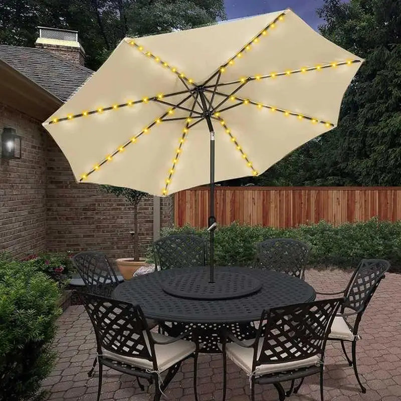 104 LED Solar Power Patio Umbrella Lights Outdoor Garden Parasol Fairy String Lamp IP65 Waterproof Solar Camping Tent Lamp Light