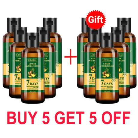 10Bottle Ginger Hair Growth Product Anti Hair Loss Serum Liquid Fast Grow Prevent Baldness for Men Women Hair Care Essential Oil