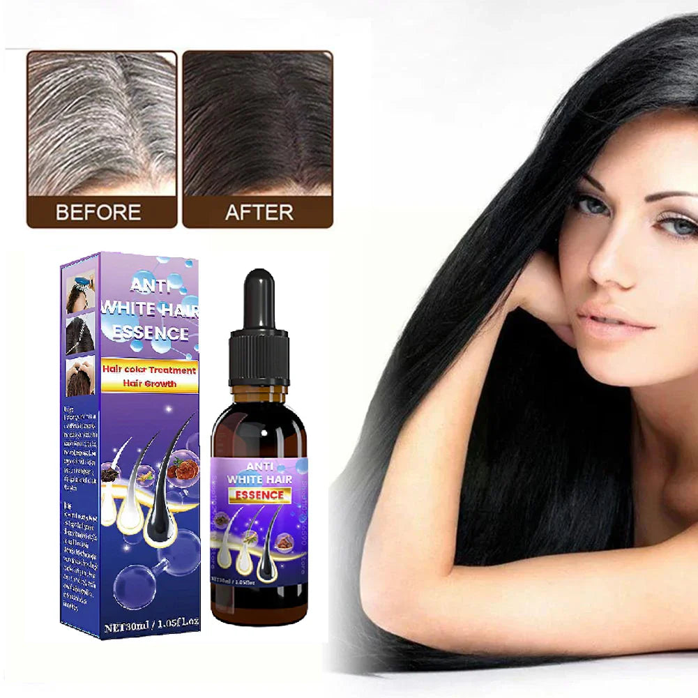 10PCS Gray White Hair Treatment Serum Liquid White To Black Natural Color Repair Nourish Product Anti Loss Hair Care Men Women