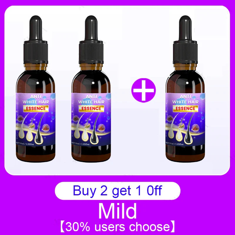 10PCS Gray White Hair Treatment Serum Liquid White To Black Natural Color Repair Nourish Product Anti Loss Hair Care Men Women