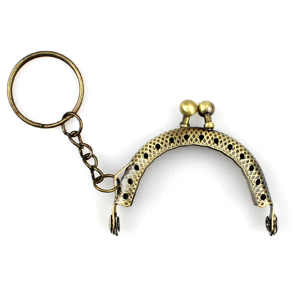 10Pcs 5CM Metal Coin Purse Frame For Bag With Key Ring Hardware Kiss Clasp To The Bag Wallet Clutch Bags Sew Accessories