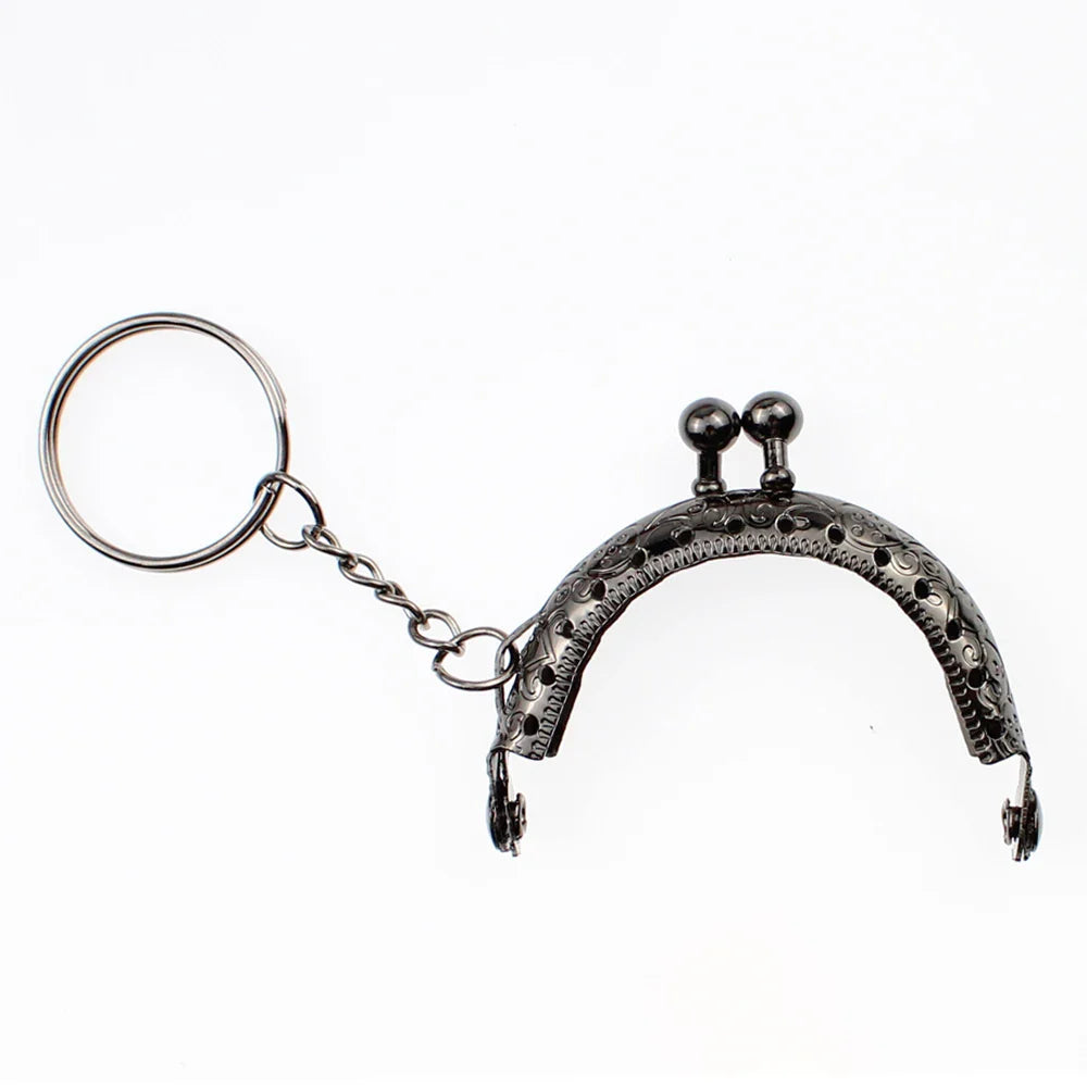 10Pcs 5CM Metal Coin Purse Frame For Bag With Key Ring Hardware Kiss Clasp To The Bag Wallet Clutch Bags Sew Accessories