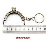 10Pcs 5CM Metal Coin Purse Frame For Bag With Key Ring Hardware Kiss Clasp To The Bag Wallet Clutch Bags Sew Accessories