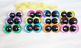 10pairs NEW DESIGN 12mm 14 16 18 20 25 30mm  New Cartoon 3D glitter toy safety eyes  doll pupil eyes with hard washer -D12