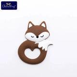 10pc Baby Silicone Teether Rodent Silicone Animal Fox Pacifier Teeth Pendant BPA Free Silicone Beads Chew Biter Children Goods