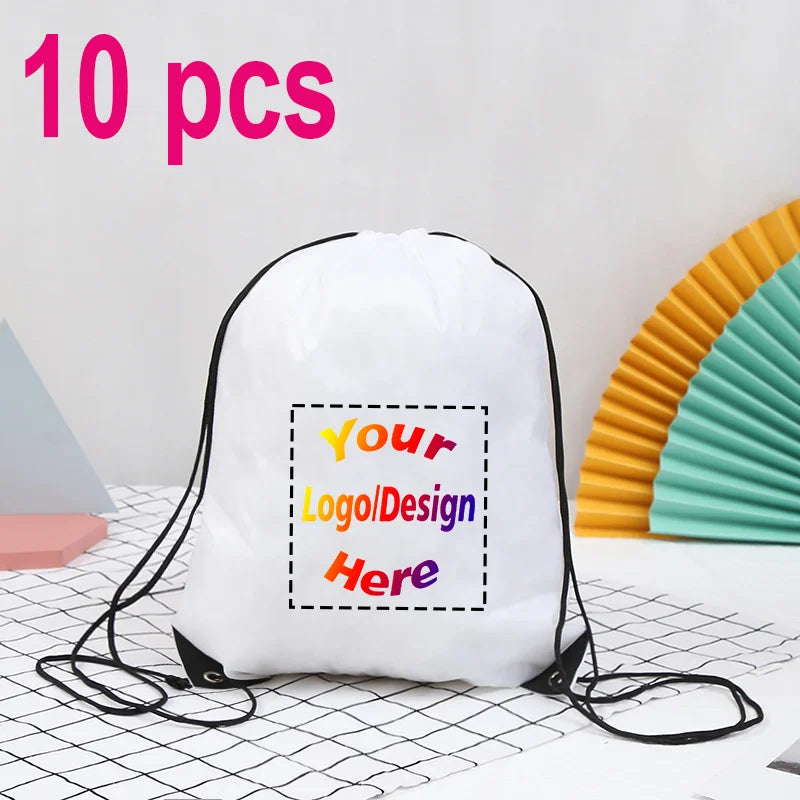 10pcs/Lot Custom Drawstring Backpack Outdoor Travel Sports Bag Training Gym Shoe Bag Printing Design Logo Personalized Gift