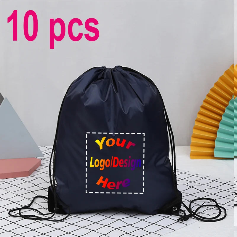 10pcs/Lot Custom Drawstring Backpack Outdoor Travel Sports Bag Training Gym Shoe Bag Printing Design Logo Personalized Gift