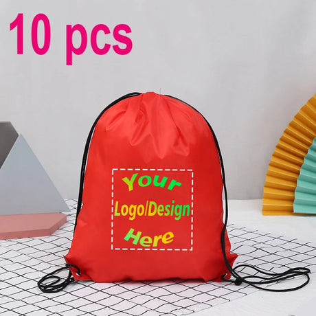 10pcs/Lot Custom Drawstring Backpack Outdoor Travel Sports Bag Training Gym Shoe Bag Printing Design Logo Personalized Gift