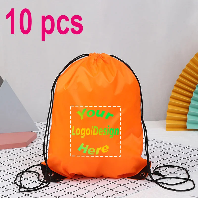 10pcs/Lot Custom Drawstring Backpack Outdoor Travel Sports Bag Training Gym Shoe Bag Printing Design Logo Personalized Gift