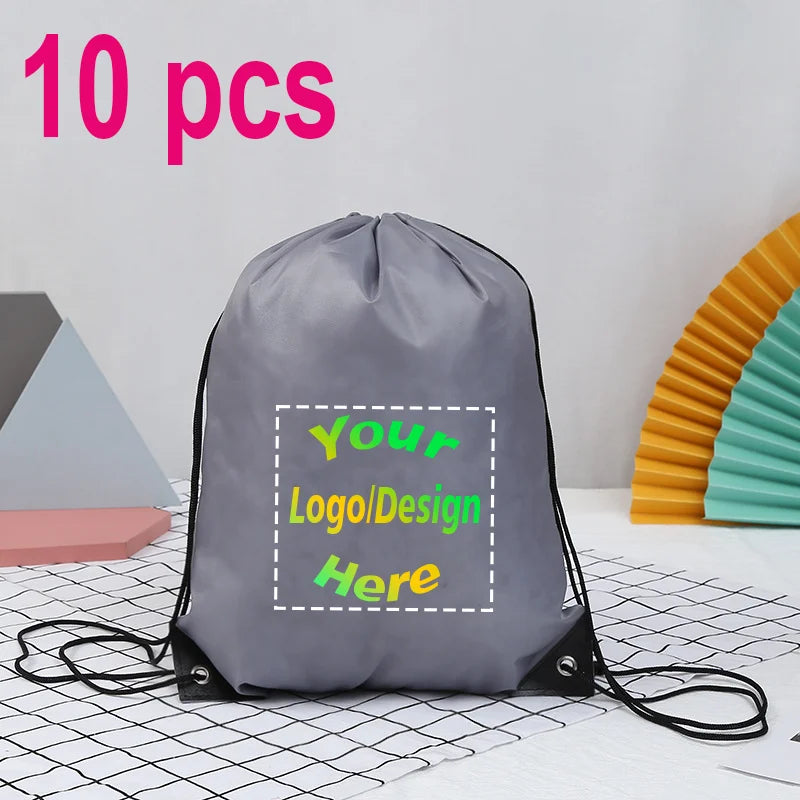 10pcs/Lot Custom Drawstring Backpack Outdoor Travel Sports Bag Training Gym Shoe Bag Printing Design Logo Personalized Gift