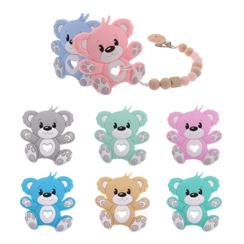 10pcs Silicone Teethers Babies Accessories Newborn Baby Teether Baby Products Pacifier Personalized Bear Dinosaur Koala BPA Free