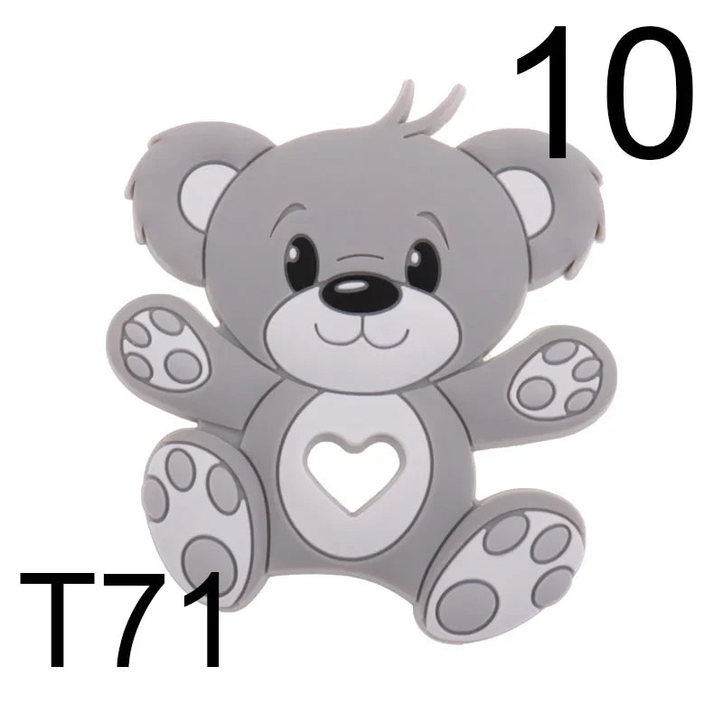 10pcs Silicone Teethers Babies Accessories Newborn Baby Teether Baby Products Pacifier Personalized Bear Dinosaur Koala BPA Free
