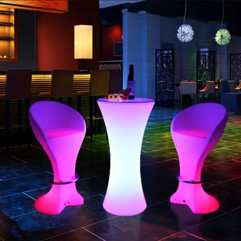 110CM LED Illuminated Round Cocktail Table Waterproof Bar Tables Plastic Coffee Table Commercial Furniture Supply