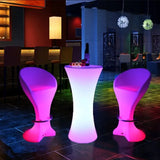 110CM LED Illuminated Round Cocktail Table Waterproof Bar Tables Plastic Coffee Table Commercial Furniture Supply