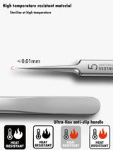 11Pieces Professional Tweezers Acne Remover German Ultra-fine No. 5 Cell Pimples Blackhead Clip Facial Pore Cleaning Care Tool