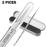 11Pieces Professional Tweezers Acne Remover German Ultra-fine No. 5 Cell Pimples Blackhead Clip Facial Pore Cleaning Care Tool