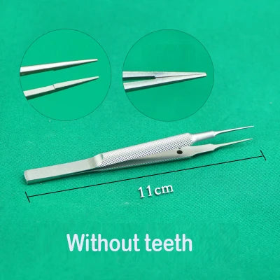 11cm Stainless Steel Round Handle Micro Tweezers Eyelid Tweezers Tooth Platform Ophthalmic Instruments Makeup tools/accessories