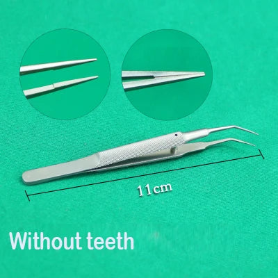 11cm Stainless Steel Round Handle Micro Tweezers Eyelid Tweezers Tooth Platform Ophthalmic Instruments Makeup tools/accessories